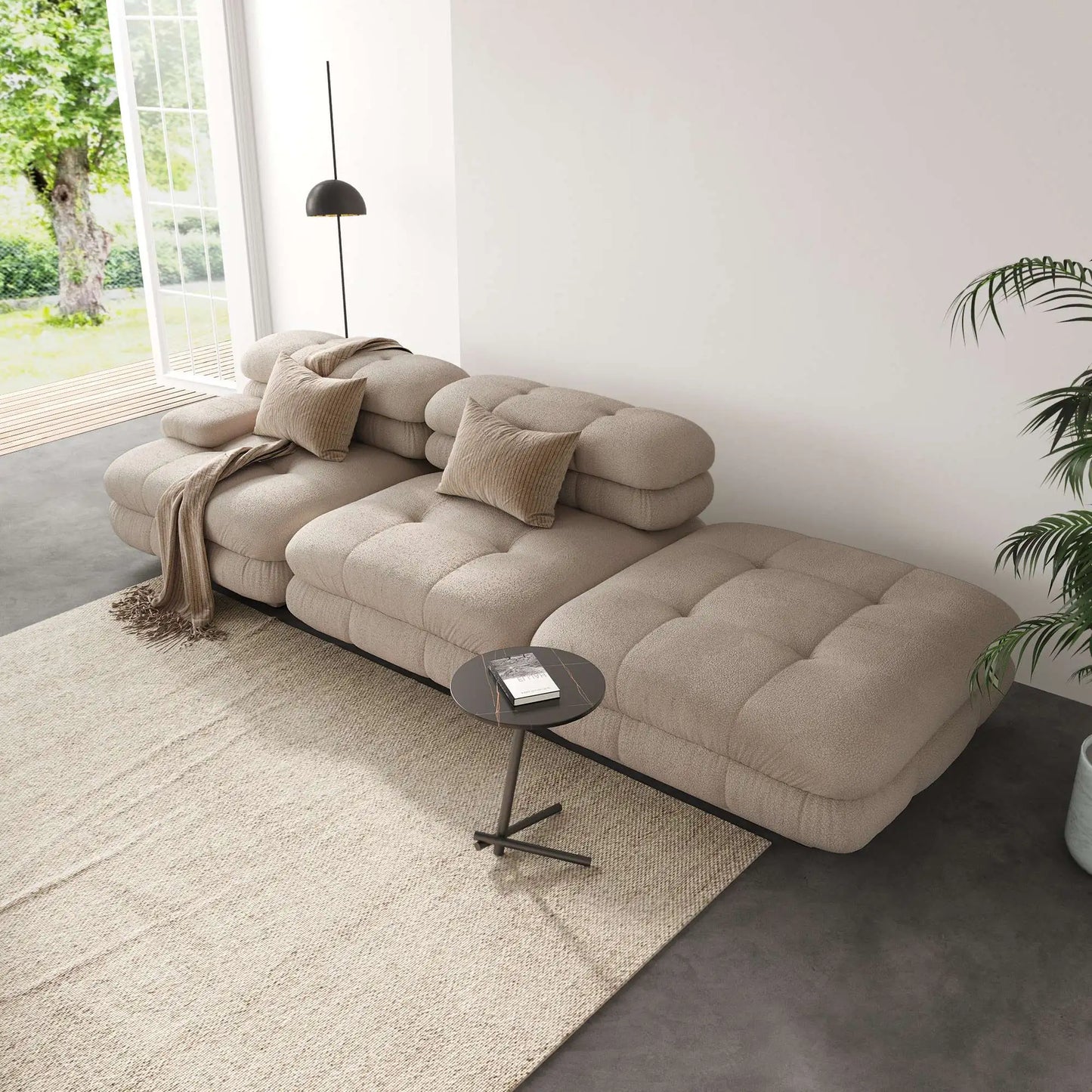 SAVOIR 109″ Sectional Sofa 2-Seater With Ottoman